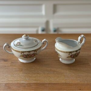 Vintage Hand Painted Porcelain Cream & Sugar Set